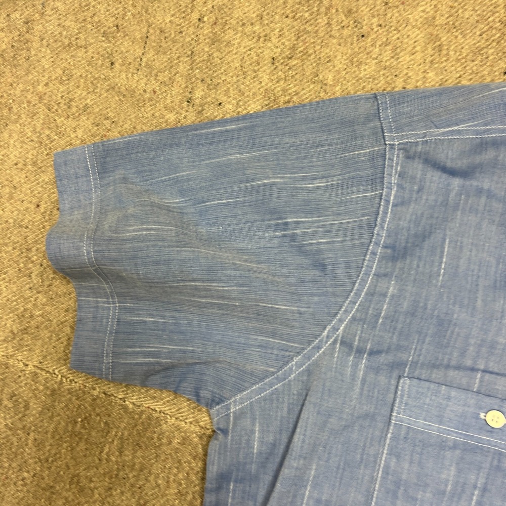 Vintage IMiller Chambray Button Up Shirt Mens‎ XL Blue 1970s Short Sleeve - Picture 7 of 11